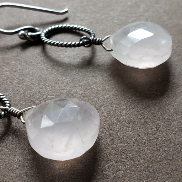 Silpada Sterling Silver Rose Quartz Teardrop Earrings W1872 RARE - Picture 4 of 11